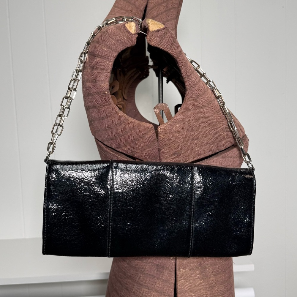 Vintage Banana Republic Faux Patent Leather Baguette Handbag - Picture 4 of 11